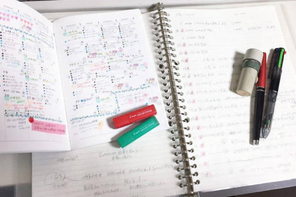 手帳やノート、メモ帳と付箋をフル活用して、ToDoリストやタスクを細かく書き込むようにしています。
